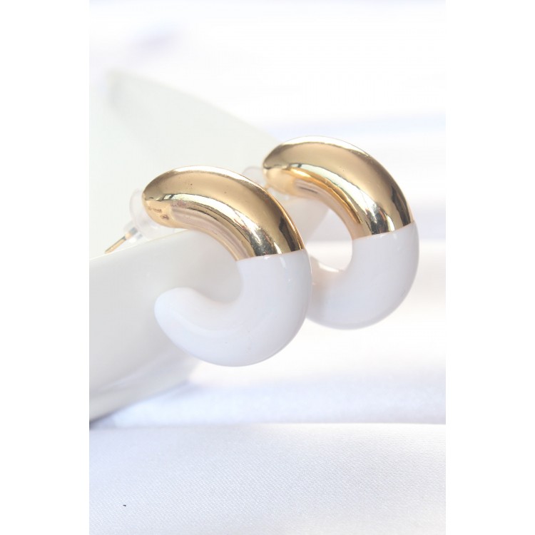 CCB White Gold Two-Tone Earrings - TJ-BKP8874