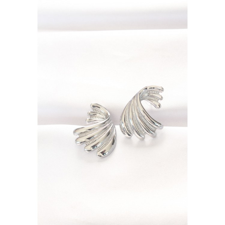 Brass Silver Color Earrings - TJ-BKP8884