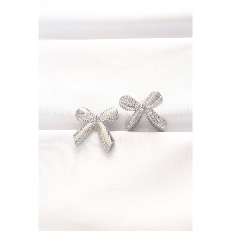 Rice Silver Color Bow Earrings - TJ-BKP8882 Rice Silver Color Bow Earrings - TJ-BKP8882