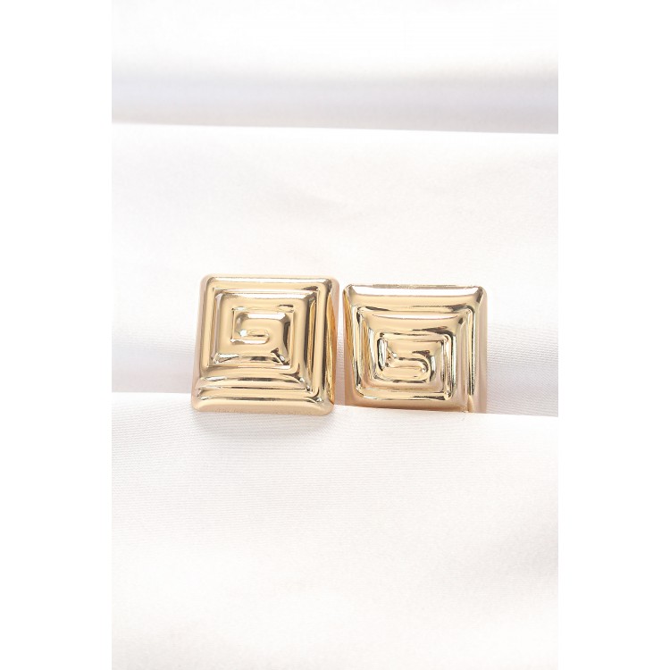 Gold-Colored Square-Shaped Earrings - TJ-BKP8879 Gold-Colored Square-Shaped Earrings - TJ-BKP8879