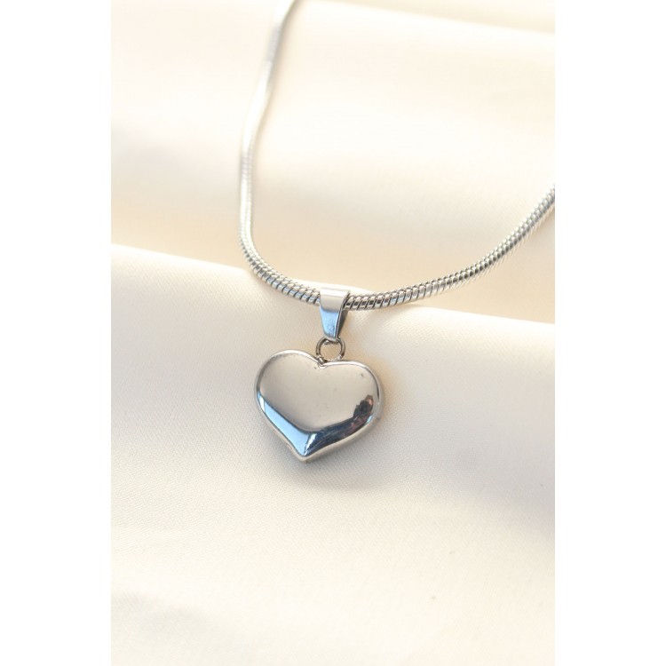 316L Stainless Steel Silver Heart Necklace - TJ-BKO8509 316L Stainless Steel Silver Heart Necklace - TJ-BKO8509