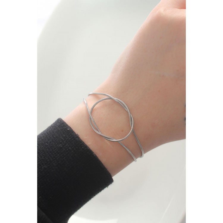 316L Stainless Steel Silver Color Knot Model Bracelet - TJ-BB6043 316L Stainless Steel Silver Color Knot Model Bracelet - TJ-BB6043