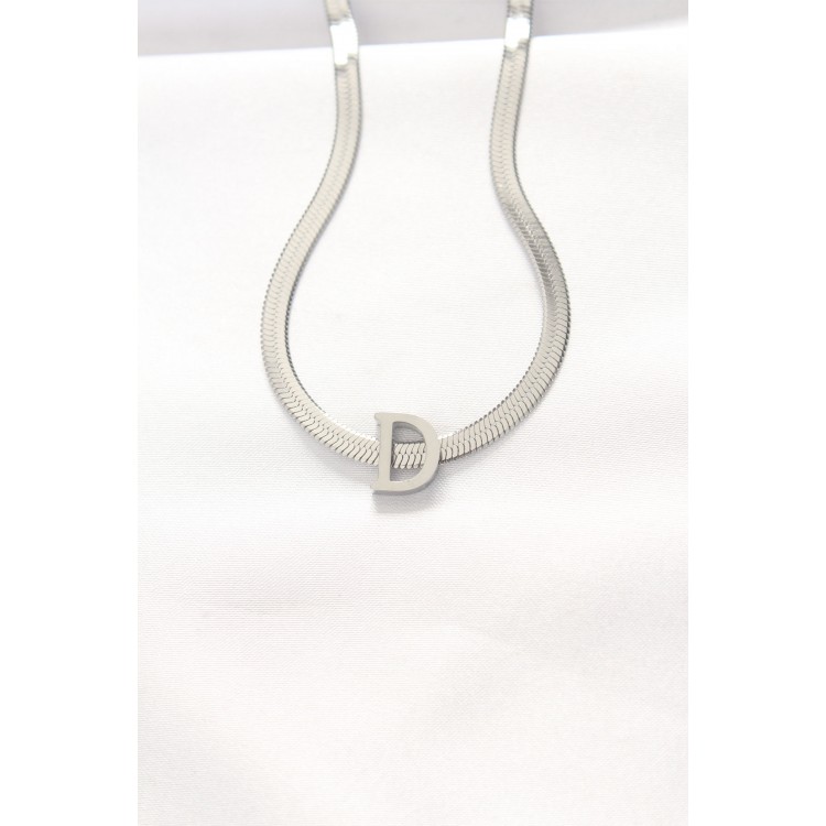 316L Stainless Steel D-Shaped Silver-Colored Italian Chain Necklace - TJ-BKO8534