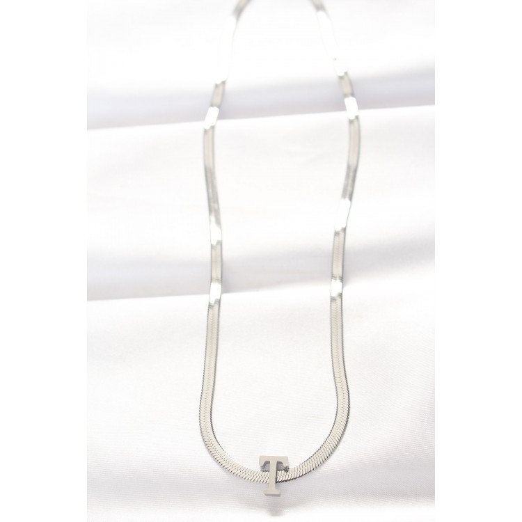 316L Stainless Steel T-Letter Silver Color Italian Chain Necklace - TJ-BKO8535