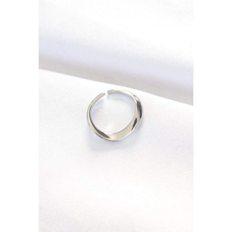 Flat Silver Color Adjustable Ring - TJ-BYK3100