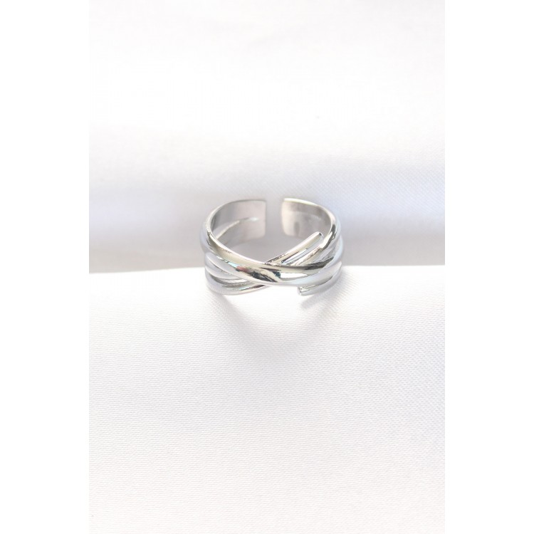 Thick Silver Color Adjustable Ring - TJ-BYK3102