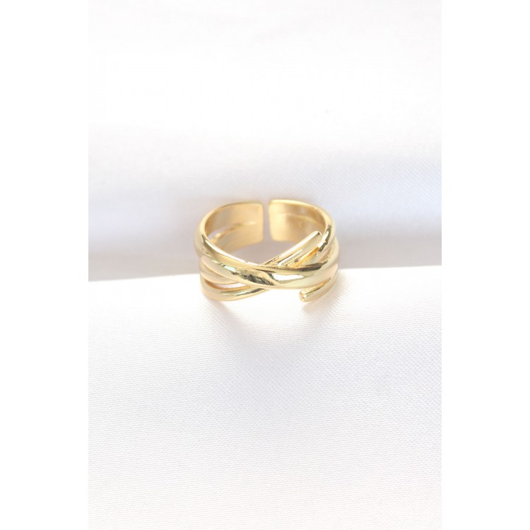 Thick Gold Color Adjustable Ring - TJ-BYK3103