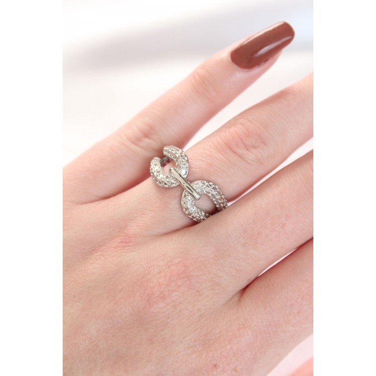 Zircon Stone Silver Color Adjustable Ring - TJ-BYK3108
