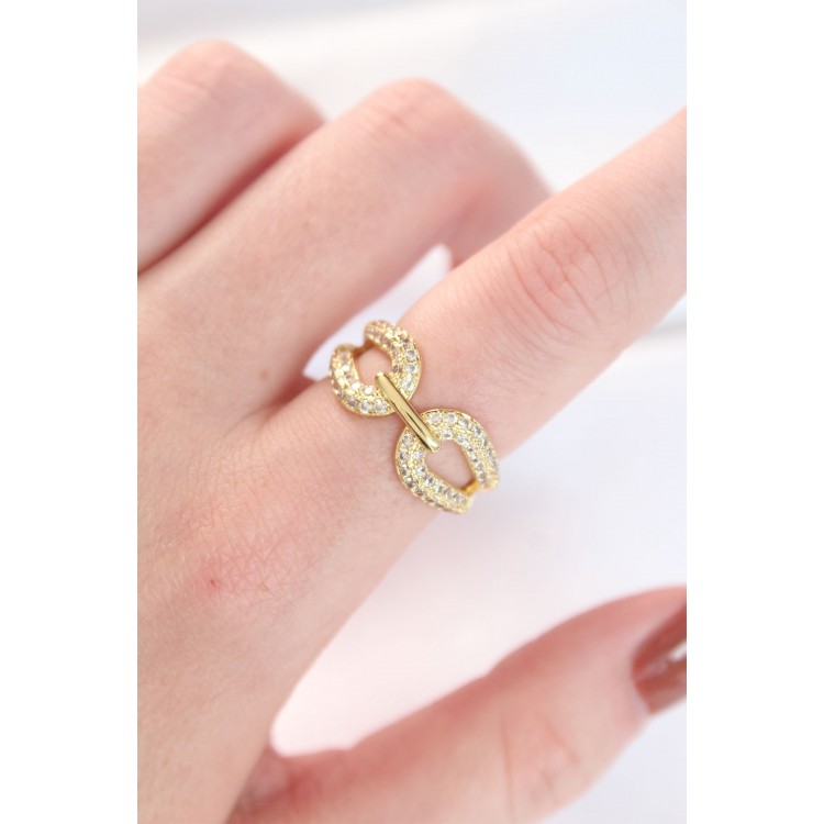 Zircon Stone Gold Color Adjustable Ring - TJ-BYK3109 Zircon Stone Gold Color Adjustable Ring - TJ-BYK3109