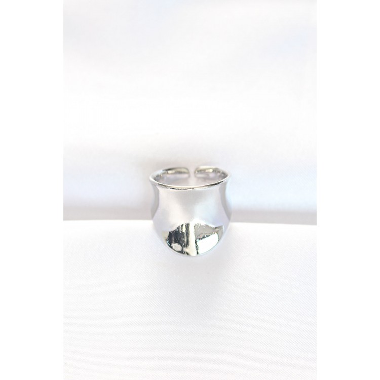 Silver Color Adjustable Curved Mirror Ring - TJ-BYK3114