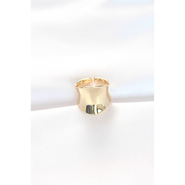 Gold Color Adjustable Curved Mirror Ring - TJ-BYK3115