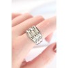 Silver Color Adjustable Striped Bezel Ring - TJ-BYK3118