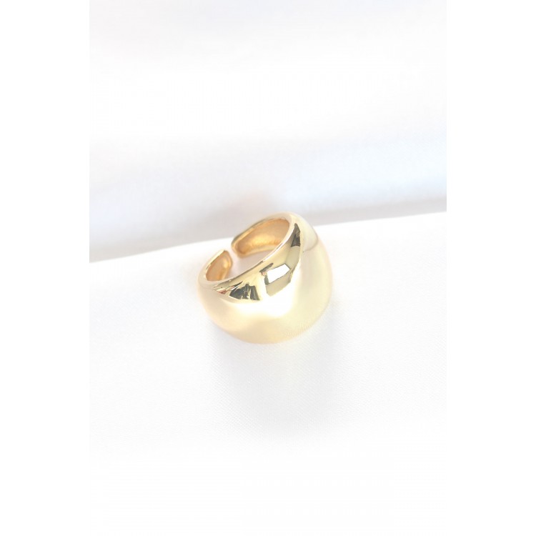 Gold Color Adjustable Domed Mirror Ring - TJ-BYK3123