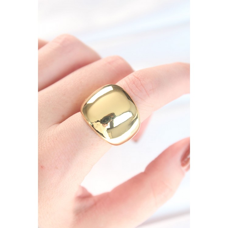 Gold Color Adjustable Domed Mirror Ring - TJ-BYK3123 Gold Color Adjustable Domed Mirror Ring - TJ-BYK3123
