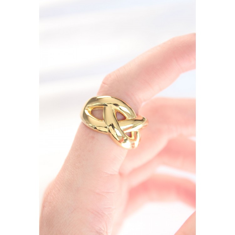 Knot Model Gold Color Adjustable Ring - TJ-BYK3126