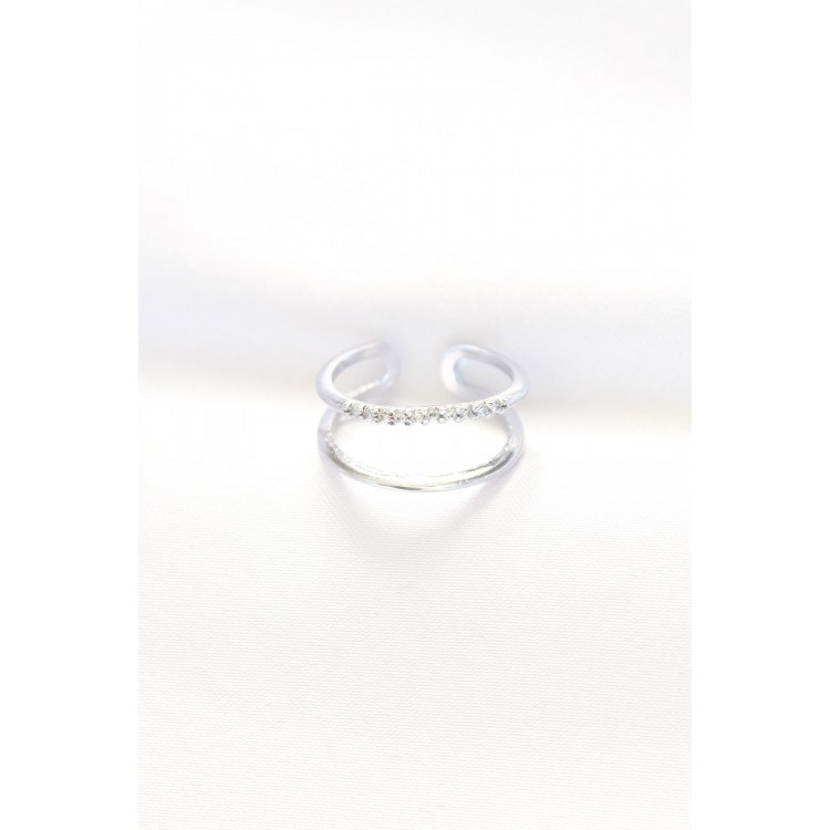 2-Tone Waterway Design Silver Color Adjustable Ring - TJ-BYK3135