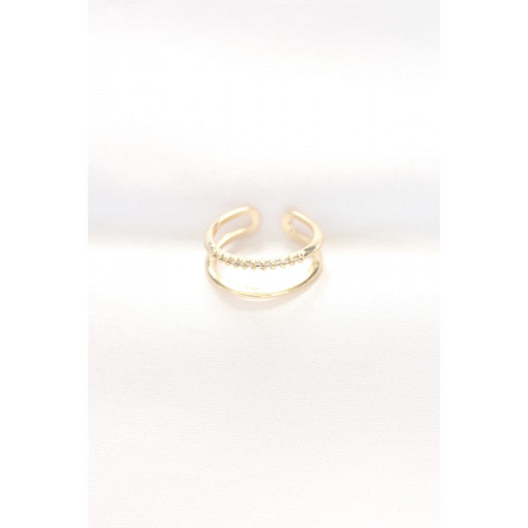 Gold Color Adjustable Ring with Twin-Appearance Waterway Design - TJ-BYK3136