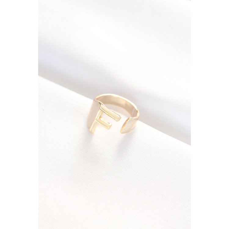 Gold-Tone Adjustable Ring with F Letter - TJ-BYK3154