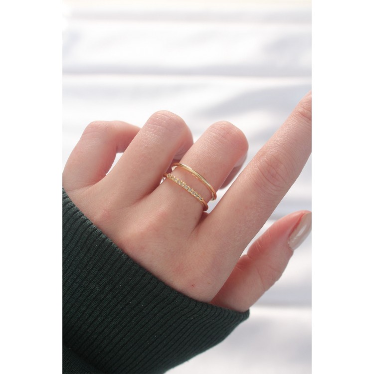 Gold Color Adjustable Ring with Twin-Appearance Waterway Design - TJ-BYK3136 Gold Color Adjustable Ring with Twin-Appearance Waterway Design - TJ-BYK3136