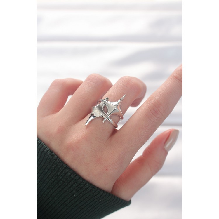 Star Model Silver Color Adjustable Ring - TJ-BYK3143 Star Model Silver Color Adjustable Ring - TJ-BYK3143