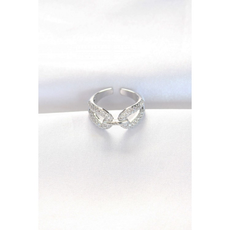 Zircon Stone Silver Color Adjustable Ring - TJ-BYK3108