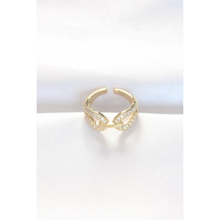 Zircon Stone Gold Color Adjustable Ring - TJ-BYK3109