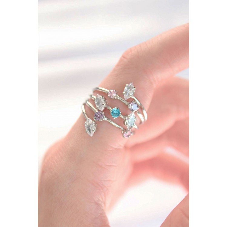Color-Adjustable Silver Ring with Colored Zircon Stones - TJ-BYK3127 Color-Adjustable Silver Ring with Colored Zircon Stones - TJ-BYK3127
