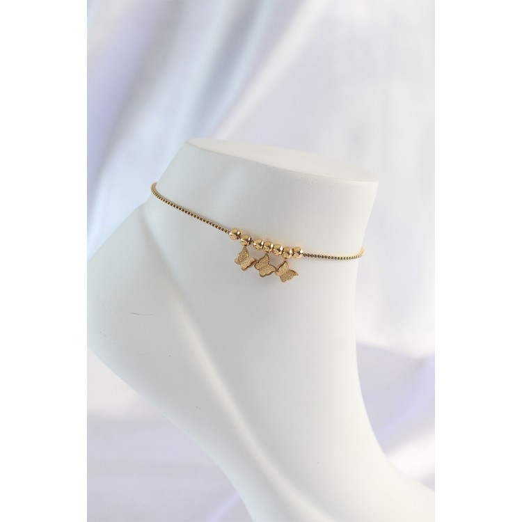 316L Stainless Steel Gold Color Minimal Butterfly Design Anklet - TJ-HH1569 316L Stainless Steel Gold Color Minimal Butterfly Design Anklet - TJ-HH1569