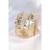 Gold-Colored Rice Leaf Pattern Hoop Earrings - TJ-BKP8921