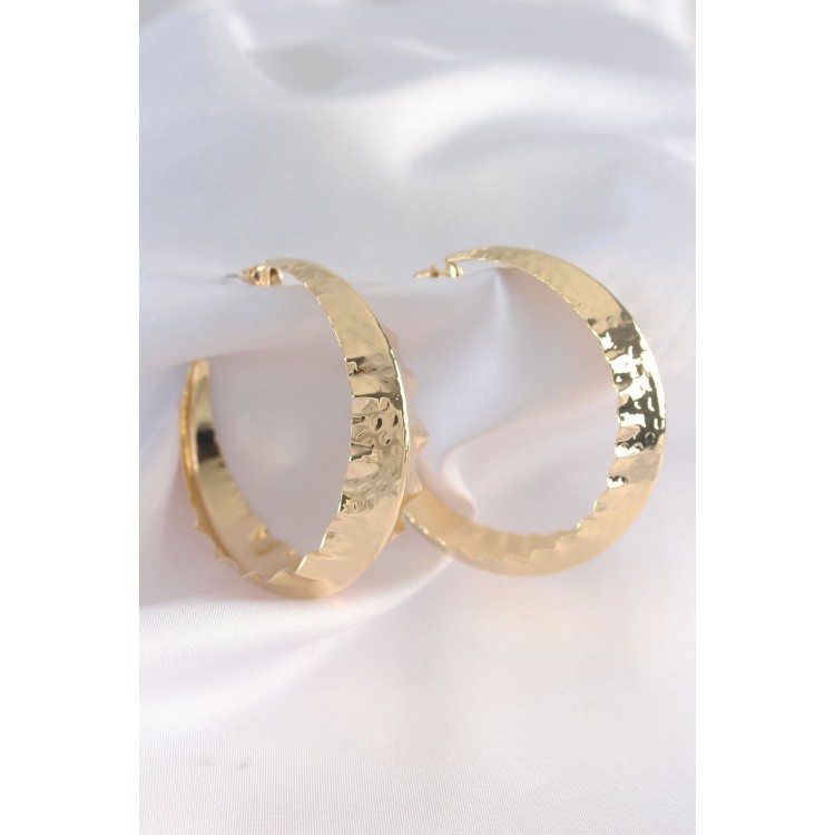 Gold-Colored Rice Leaf Pattern Hoop Earrings - TJ-BKP8921