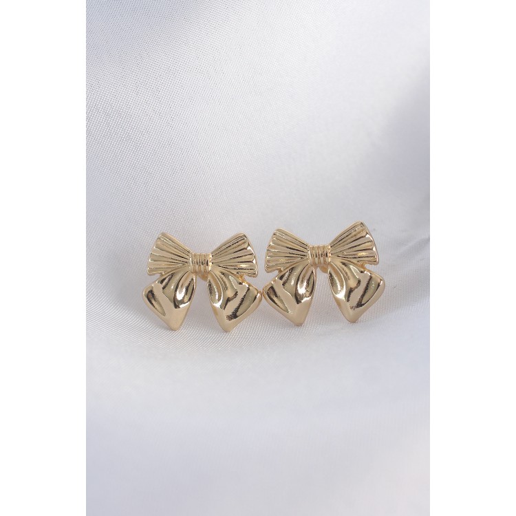 Gold-Colored Bow Earrings - TJ-BKP8942 Gold-Colored Bow Earrings - TJ-BKP8942