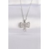 316L Steel Chain Silver Color Zircon Stone Heart Detail Bow Necklace - TJ-BKO8602