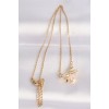 316L Steel Chain Gold-Tone Zircon Stone Heart Detail Bow Necklace - TJ-BKO8622