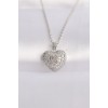 316L Stainless Steel Chain Silver-Tone Zircon Stone Heart Necklace - TJ-BKO8623