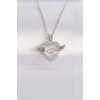 316L Stainless Steel Chain Silver-Colored Zircon Stone Winged Heart Necklace - TJ-BKO8627