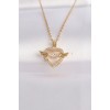 316L Stainless Steel Chain Gold-Tone Zircon Stone Winged Heart Necklace - TJ-BKO8628