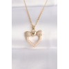 316L Stainless Steel Chain Gold-Tone Pearl Detail Zircon Stone Heart Necklace - TJ-BKO8630