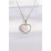 316L Stainless Steel Chain Silver-Tone White Stone Domed Heart Necklace - TJ-BKO8631