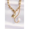 316L Stainless Steel Chain Gold-Tone Tiffany Chain Love Engraved Lock Necklace - TJ-BKO8632