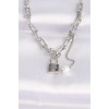 316L Stainless Steel Chain Silver-Tone Tiffany Chain Love Engraved Lock Pendant Necklace - TJ-BKO8633