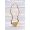 316L Stainless Steel Chain Gold-Plated Flat Plate Heart Necklace - TJ-BKO8642