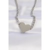 316L Stainless Steel Chain Silver Color Flat Plate Heart Necklace - TJ-BKO8643