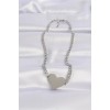 316L Stainless Steel Chain Silver Color Flat Plate Heart Necklace - TJ-BKO8643
