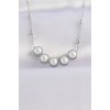 316L Stainless Steel Chain Silver-Tone Sequential Pearl Stone Necklace - TJ-BKO8654
