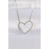 316L Stainless Steel Chain Silver-Tone Marble Pattern Heart Necklace - TJ-BKO8656