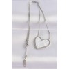 316L Stainless Steel Chain Silver-Tone Marble Pattern Heart Necklace - TJ-BKO8656