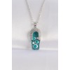 316L Stainless Steel Chain Zircon Stone Silver-Colored Evil Eye Slipper Design Necklace - TJ-BKO8665