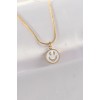 316L Stainless Steel Chain Gold-Tone Marble Pattern Minimal Smile Necklace - TJ-BKO8672