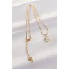 316L Stainless Steel Chain Gold-Tone Marble Pattern Minimal Smile Necklace - TJ-BKO8672