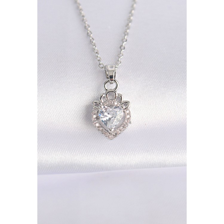 316L Stainless Steel Chain Silver-Tone Zircon Stone Rapunzel Necklace - TJ-BKO8692